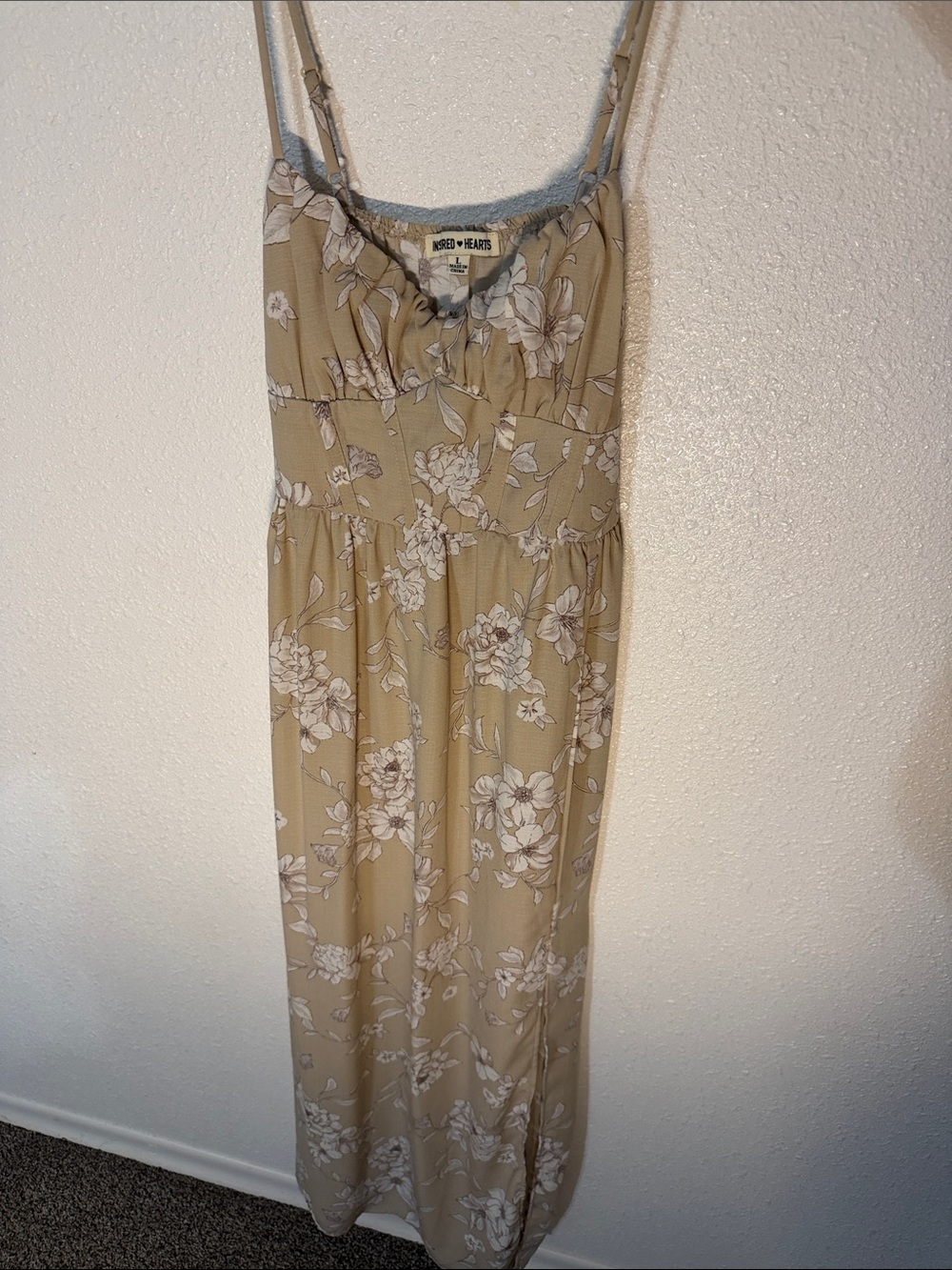 Cream-Tan Floral Maxi Skirt